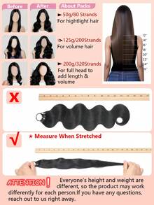Boho Braids 100%真人发丝，水波纹钩编发，羽毛线钩编发辫，沙龙级丝滑无缝隐形自然黑色，适合发量较少的女性，微预环钩编真人发接发 - Natural Black - 查看 8