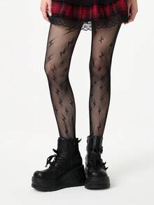 ROMWE Goth Medias de red para mujer - Negro - Ver 6