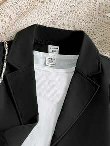 SHEIN 青少女3入組休閒無袖西裝外套，長袖上衣和長褲套裝