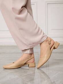 女士尖头扣环休闲一脚蹬凉鞋 - 藕粉色 - 查看 5