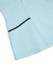 TaskEZ 女式 V 领口袋休闲短袖/护理手术服上衣，女士工作服，女士加大服装，两件套手术服，手术服套装，健身套装，女士手术服套装，护士手术服套装，女士职业装，女士套装 - 藍白色 - 查看 4