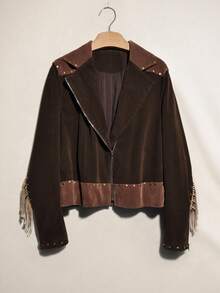 Easelle Áo khoác da lộn tua rua đinh tán cổ điển dành cho nữ - Nhiều màu - Xem 10