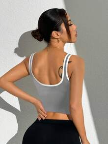 Slayform Áo ba lỗ thể thao dáng croptop năng động hàng ngày cho nữ - Màu Xám nhạt - Xem 7