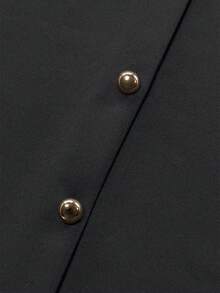 Franclia Women's New Fashion Gold Button Decor A-Line Skirt With Belt - Black - View 4