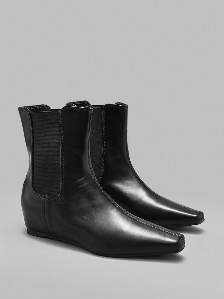 Women's European & American Style Ankle Boots, New Autumn/Winter Flat Square Toe Slim Boots For Christmas