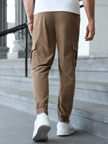 Manfinity Homme Men's Mature Casual Corduroy Cargo Pants, Suitable For Daily Casual Wear, Weekend Outings, Outdoor Activities, Travel, Social Gatherings With Friends. This Pant Is An Indispensable Versatile Item In A Man's Wardrobe, Making It A Great Gift For A Boyfriend Or Husband. Men Corduroy Joggers Men Brown Corduroy Pants Brown Cargo Joggers Men Cargo Pants Men Corduroy Cargo Pants, Fall Winter