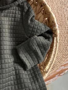 SHEIN 男婴格子连帽连体衣，秋冬季拉链设计加厚保暖外套连体衣，秋季新品 - 墨綠色 - 查看 8