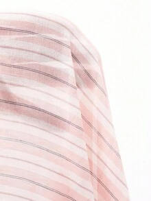 DAZY 女式宽松常规条纹领衬衫，春夏秋季上衣长袖上衣 - 粉色 - 查看 8