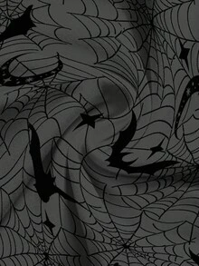 ROMWE Goth 万圣节深紫色蜘蛛网、蝙蝠、太阳、月亮、星星印花短款背心，女款，黑色和灰色 - 灰色 - 查看 4