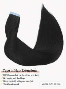 Straight Tape In Hair Extensions Human Hair 14-22 Inch Seamless Skin Weft Hair Extension Tape In Hair Tape Ins Hair Extensions - Natural Black - View 2