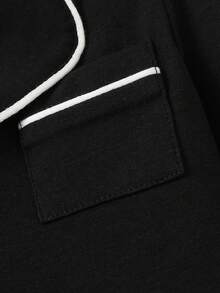 2pcs/Set Baby Boy Cute Casual Black Collar Long Sleeve Pants Pajama Set - Multicolor - View 6