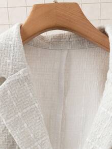 GlowEve 女款2025秋冬新款粗花呢泡泡珍珠经典腰部办公室休闲西装外套 - 白色 - 查看 5