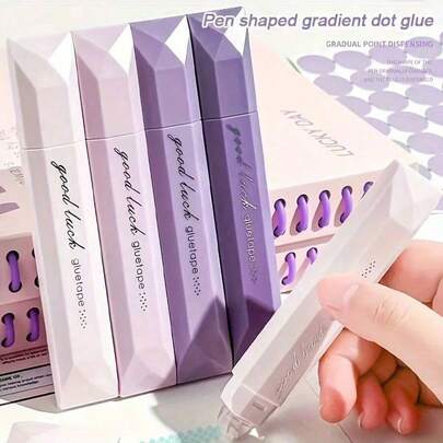 1Set 4pcs 360° Rotating Double-Sided Adhesive Glue Sticks, High Capacity, Invisible Glue, Suitable For Scrapbooks, DIY Crafts, School And Office Supplies, Handmade Diaries, Art Projects - High Quality, Assorted Colors, 5m X 6mm, School Supplies,Back To School