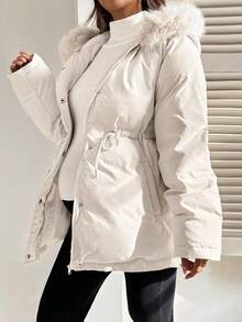 SHEIN Casual Outdoor Warm Zip-Up Hooded Maternity Winter Coats  Women's Winter Jacket