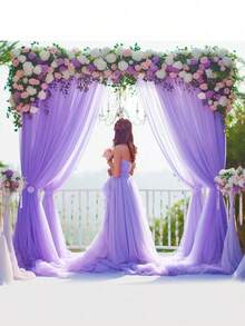 SHEIN 2/4pcs-Tulle Background Curtains, Transparent Background Curtains Suitable For Birthday Parties Wedding Spring Season Parties, Photography Background Decoration,Valentine's Day Decoration, Holiday Party Photography Background Decor,Hanging Curtain Background Decor, Thanksgiving Day, Halloween, Christmas