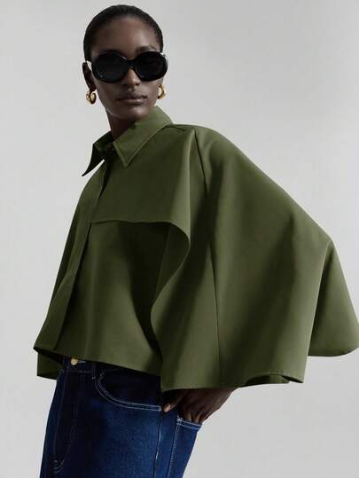 Ontre Chaqueta de capa con solapa nueva para mujer, otoño/invierno 2025, para uso en la oficina, abrigo, uniforme de maestro, atuendo de club, chaqueta casual de negocios para mujer en otoño/invierno