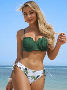 SHEIN Swim Summer Beach Pineapple Print Frill Push Up Bikini Set - Multicolor - View 5