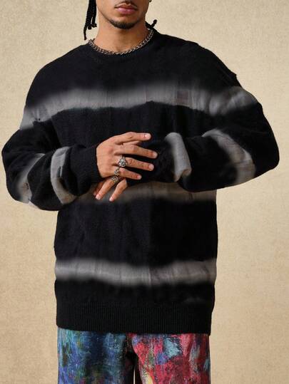 Street Life Casual Fashion Versatile Loose Fit Crew Neck Long Sleeve Men Sweater , Fall Winter