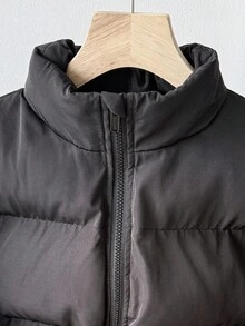 SHEIN Tween Girls Solid Black Color Stand Collar Casual Contrast White Bow Detail Winter Coat, Thickened Loose Fit Oversized Padded Coat Girls Black Puffer Jacket Puffer Jacket With Bows Cropped Puffer Jacket Black Cropped Puffer Jacket Tween Puffer Jacket Girls Cropped Puffer Jacket Black Puffer Jacket With Bows Bow Jacket Black Jacket For Kids Cute Jacket Cropped Jacket Teen Tween Crop Jacket - Black - View 6