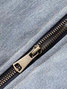 DAZY 女式冬季夹克，撞色领口袋牛仔棉服外套 - 水鴨藍 - 查看 12