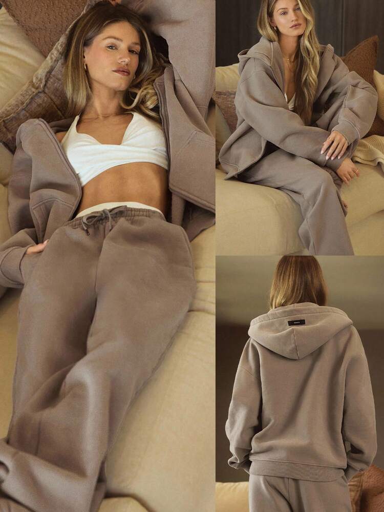 Heavyweight Fleece Oversized Hoodie Jacket Side Pocket Thick Thermal Warm Winter