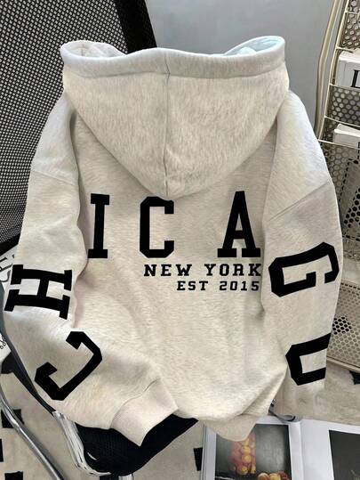 INAWLY Women's Casual Letter Print Drop Shoulder Long Sleeve Hoodie Sweatshirt, Autumn