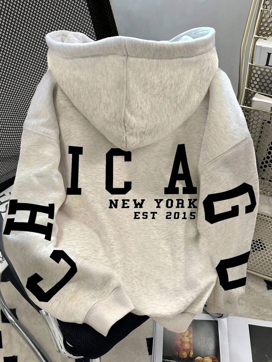 INAWLY Women's Casual Letter Print Drop Shoulder Long Sleeve Sweatshirt, Autumn