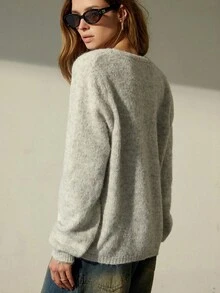 Aveloria Modichic Women's 2 In 1 Contrasting V-Neck Long Sleeve Sweater Cardigan