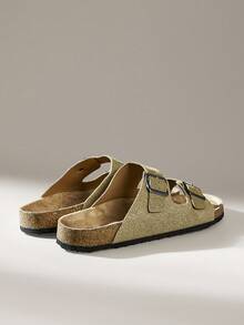 Solecia Men's Adjustable Buckle Design Casual Flat Sandals - Khaki - View 4