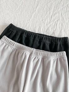 SHEIN 4件套女童优雅简约黑灰蝴蝶刺绣长袖上衣和裤子保暖内衣套装 - 彩色 - 查看 8