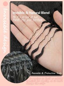 Boho Braids 100%真人发丝，直发，钩编发，羽毛线钩编发辫，沙龙级丝滑无缝隐形自然黑色，适合细软发质女性，微环预编钩编真人发接发 - Natural Black - 查看 5