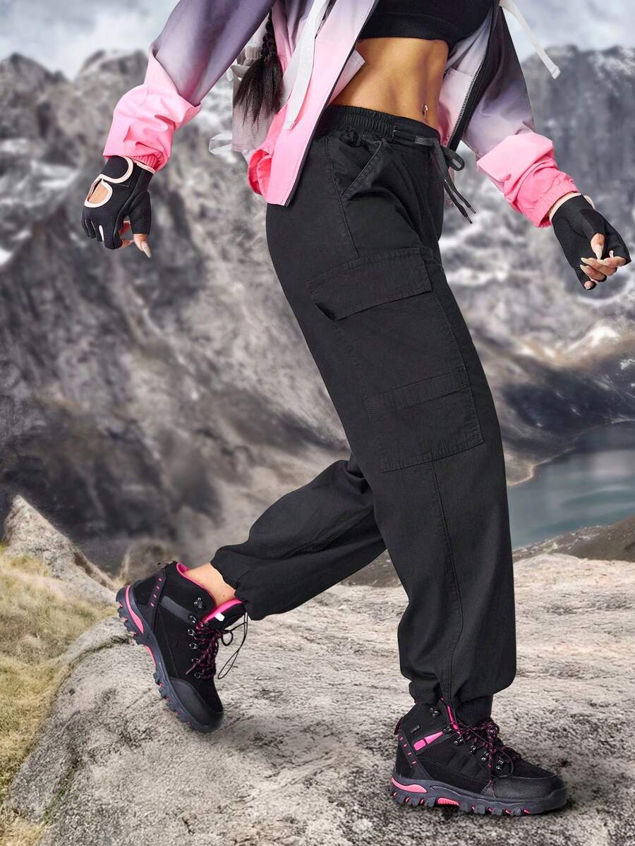 Flexra 女士休闲水洗直筒可拆卸牛仔裤户外徒步防晒轻便速干女式徒步服女式徒步裤女式户外裤露营装女式 - 黑色 - 查看 1