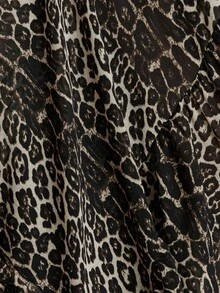 Aveloria Rosie Leopard Print Chiffon Shirt Collar Super Long Tie Waist Commuter Elegant Dress - Multicolor - View 6