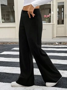 SHEIN Tall بنطلون نسائي بخصر منخفض وفضفاض وساق مستقيمة للاستخدام اليومي