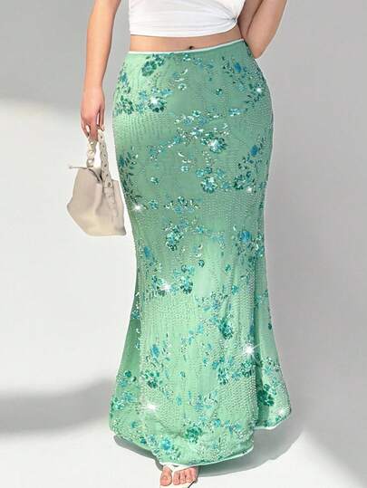 Auralis 大码亮片装饰时尚半身裙