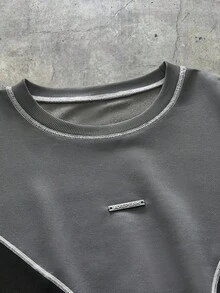 AXEPEAK 秋冬休闲街头风格圆领长袖男士运动衫 - 深灰色 - 查看 3