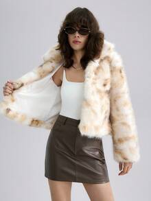 Airlisse Women's Fashion Faux Fur Collar Short Jacket, Winter - Multicolor - View 8