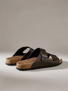 Solecia Men's Fashion Double Strap Double Buckle Casual Non-Slip Mule Slippers With Arch Support Soft Cork Sole, Comfortable Slip-On, Summer Ladies Beach Sandals, Suitable For Couples Everyday Wear And Vacation