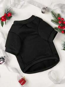 PETSIN 1 Stück Haustier Weihnachts-Weihnachtsmann-Muster Fleece Schwarzer Sweatshirt - Schwarz - Übersicht 6