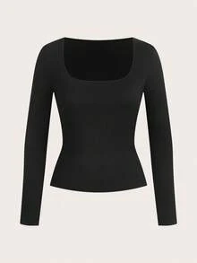 SHEIN EZwear 两件套加大码女式圆领豹纹长袖套装，秋冬季百搭基础款T恤，休闲外套，Y2K风格紧身豹纹上衣猎豹纹上衣 - 彩色 - 查看 5