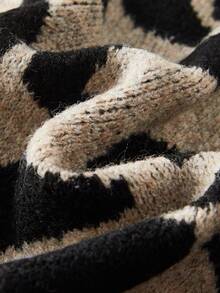 Siren Gaze Damen Strickweste mit Leoparden-Muster und V-Ausschnitt, Knopfleiste, Herbst/Winter