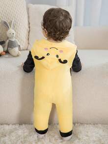 SHEIN Playful Pals 女婴蜜蜂图案连帽长袖连体衣