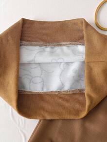 SHEIN 2 件套男婴幼儿 0-3 岁春夏休闲日常穿着叠穿熊印花圆领长袖运动衫 + 裤子套装 - 卡其色 - 查看 7