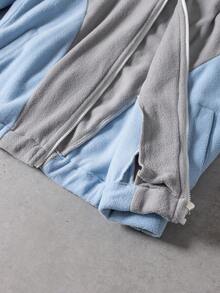 PAVTROS Manfinity Streetrush Men's Contrast Color Zip-Up Hooded Long Sleeve Jacket, Zip Up Hoodie, Fall Winter - Multicolor - View 7