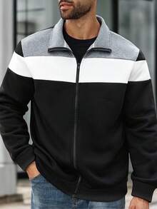 ResortEase Áo hoodie có mũ trùm đầu màu tương phản thường ngày cỡ lớn dành cho nam, thu đông - Nhiều màu - Xem 4