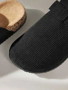 Solecia 男士休闲百搭简约平底拖鞋 - 黑色 - 查看 5