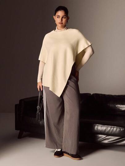  Juhart Women's Solid Color Crew Neck Casual Knit Top Elegant Shrug