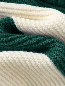 Cozy Pixies Baby Boy Cartoon Bear Striped Pattern Crew Neck Long Sleeve Sweater Fall Winter - Dark Green - View 8