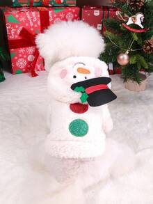 PETSIN 1件宠物雪人夹克秋冬季加厚保暖服装可爱猫狗圣诞衣服 - 白色 - 查看 4