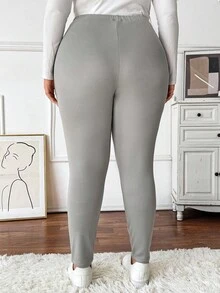 Plussiva Plus Size Maternity Bottoms, Solid Color, Casual, Comfortable, Stretchy, Slim Fit - Multicolor - View 5
